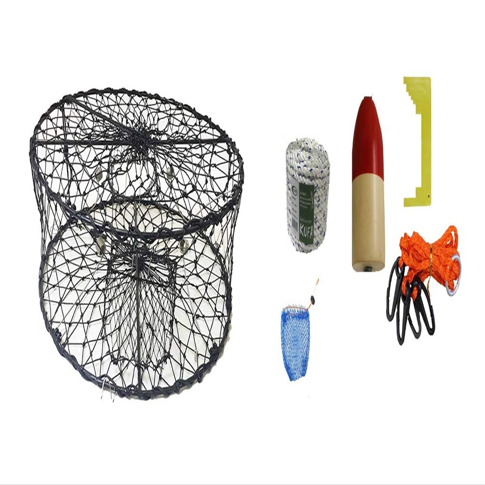 KUFA Sports 30"x10" Foldable Crab Trap with Crabbing Accessory Kits (CT50+CAM1)