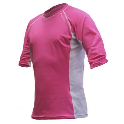 Sharkskin Rapid Dry Range Short Sleeve, Pink/White, Size: X-Small