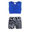 inlzdz Kids Girls 2pcs Athletic Outfits Crop Top with Booty Shorts Gymnastics Dancing Leotard Swimsuit Blue&Black 10-12 Years view 1