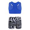 inlzdz Kids Girls 2pcs Athletic Outfits Crop Top with Booty Shorts Gymnastics Dancing Leotard Swimsuit Blue&Black 10-12 Years view 2