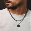 U7 Black Necklaces Chain 5mm Stainless Steel Black Metal Plated Figaro Chain Necklace 16 Inch Choker for Men Women view 3
