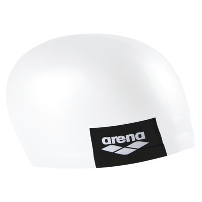 Arena Unisex Adult Logo Molded Silicone Training Swim Cap for Intensive Swimming Reduced Drag Durable Wrinkle Free Fit, White