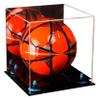 Better Display Cases Acrylic Display Case for Collectibles, Full Size Soccer Ball Display Case, Blue Risers & Black Base, Handcrafted Showcase Box.DIM;9.75" L x 9.75" W x 9.75" H. (A027-BLR) view 1