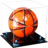 Better Display Cases Acrylic Display Case for Collectibles, Full Size Soccer Ball Display Case, Blue Risers & Black Base, Handcrafted Showcase Box.DIM;9.75" L x 9.75" W x 9.75" H. (A027-BLR) view 1