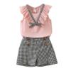 Moonker Baby Toddler Girls Spring Spring Clothes Outfits 2-7 Years Old Kid Sleeveless Bowknot Vest Plaid Shorts Pants Set (2-3 Years Old, Pink) view 1
