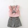 Moonker Baby Toddler Girls Spring Spring Clothes Outfits 2-7 Years Old Kid Sleeveless Bowknot Vest Plaid Shorts Pants Set (2-3 Years Old, Pink) view 3