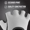 5307 Womens Designer Workout Gloves | Low Sweat Diamond Mesh Fabric w/ Grip-Lock Silicone Palm (White, Large) view 4