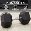 Synergee 50 LB Rubber Encased Hex Dumbbells with Chrome Handle. Sold Individually All Purpose Weights for Strength & Conditioning Training. view 2