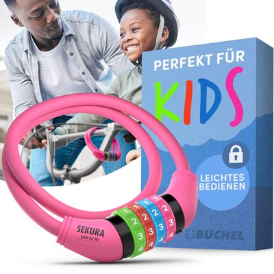 Bchel Sekura 60505209 Unisex Children's Combination Lock 120 cm with Coloured Cover 4 Digits Programmable Pink