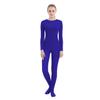 SUPRNOWA Women's Jumpsuit Crew Neck Full Body Unitard Spandex Footed Long Sleeve Bodysuit Unisex Zipper Back (Small, Royal Blue New (Footed)) view 1