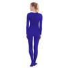 SUPRNOWA Women's Jumpsuit Crew Neck Full Body Unitard Spandex Footed Long Sleeve Bodysuit Unisex Zipper Back (Small, Royal Blue New (Footed)) view 2