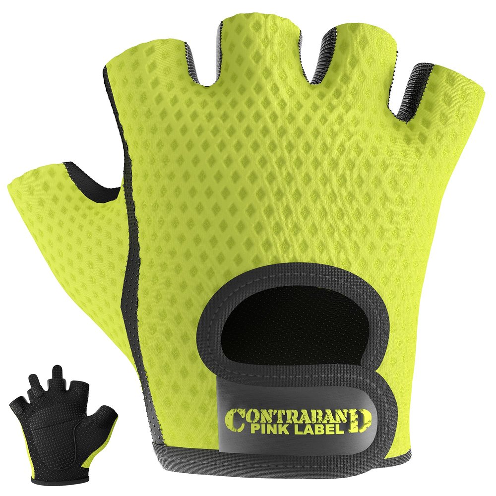 5307 Womens Designer Workout Gloves | Low Sweat Diamond Mesh Fabric w/ Grip-Lock Silicone Palm (Green, Large)