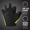 5307 Womens Designer Workout Gloves | Low Sweat Diamond Mesh Fabric w/ Grip-Lock Silicone Palm (Green, Large) view 3