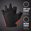 5307 Womens Designer Workout Gloves | Low Sweat Diamond Mesh Fabric w/ Grip-Lock Silicone Palm (Orange, Large) view 3