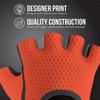 5307 Womens Designer Workout Gloves | Low Sweat Diamond Mesh Fabric w/ Grip-Lock Silicone Palm (Orange, Large) view 4
