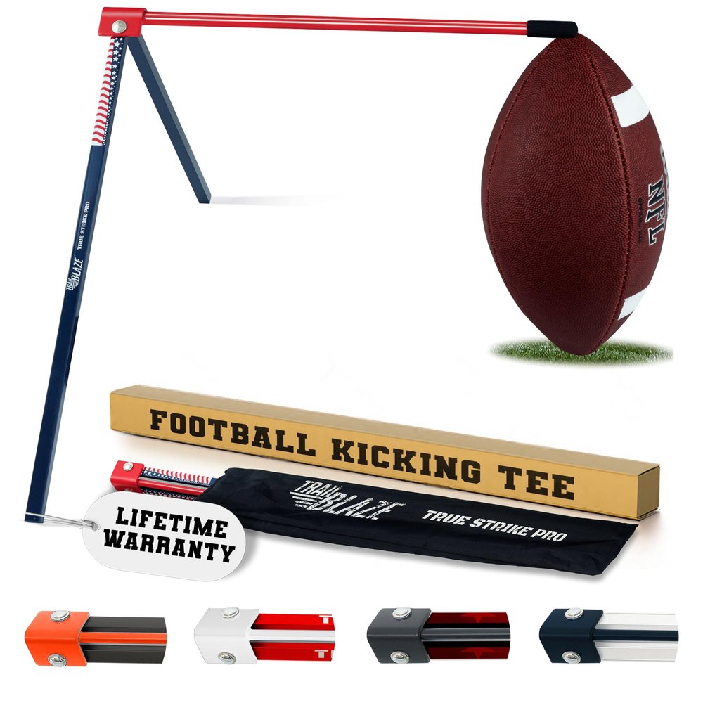 Trailblaze True Strike Pro Football Kicking Tee - Ultimate Football Tee Compatible with All Ball Sizes, Bonus Goal Kicking Tracker, Field Goal Football Holder