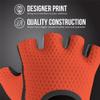 5307 Womens Designer Workout Gloves | Low Sweat Diamond Mesh Fabric w/ Grip-Lock Silicone Palm (Orange, Small) view 4
