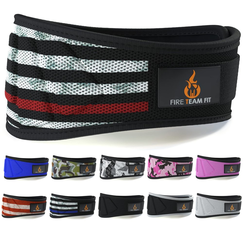 Fire Team Fit Weightlifting Belt, Weight Belt, Weight Lifting Belt for Men and Women, 6 Inch, Back Support for Lifting, Squat and Deadlifting Belt (Red Line, 30" - 34" Around Navel, Small)