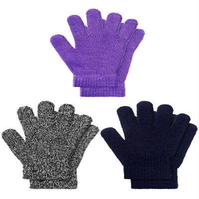 EBOOT Kids Gloves Full Fingers Knitted Gloves Warm Mitten Winter Favor for Little Boys and Girls(Mixed Colors 2,7-11 Years