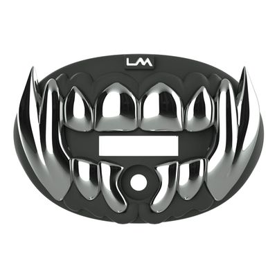 Loudmouth Football Mouth Guard - 3D Chrome Beast Football Mouthpiece, Fits Adult & Youth Ages 5+, Accessories Mouth Guard (3D Beast - Chrome Black/Silver)