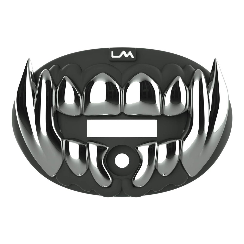 Loudmouth Football Mouth Guard - 3D Chrome Beast Football Mouthpiece, Fits Adult & Youth Ages 5+, Accessories Mouth Guard (3D Beast - Chrome Black/Silver)