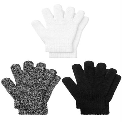 EBOOT Kids Gloves Full Fingers Knitted Gloves Warm Mitten Winter Favor for Little Boys and Girls(Simple Color,1-3 Years