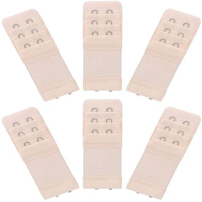 Akstore 6 Pieces Women's Soft Comfortable Elastic Bra Extenders Bra Extension Strap 2 Hook 3 Row Lady's Bra Extender Bra Band (Skin Color)