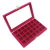 Funnuf 24 Grids Velvet Multipurpose Jewelry Display Storage Box Tray Holder for Ring Earrings, Rose Red view 1
