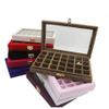 Funnuf 24 Grids Velvet Multipurpose Jewelry Display Storage Box Tray Holder for Ring Earrings, Rose Red view 3