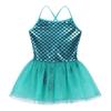ACSUSS Kids Girls Mermaid Dance Costumes Ballet Gymnastics Camisole Leotards Sequins Tutu Dress Dancewear Lake_Blue 5 view 3