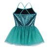 ACSUSS Kids Girls Mermaid Dance Costumes Ballet Gymnastics Camisole Leotards Sequins Tutu Dress Dancewear Lake_Blue 5 view 4