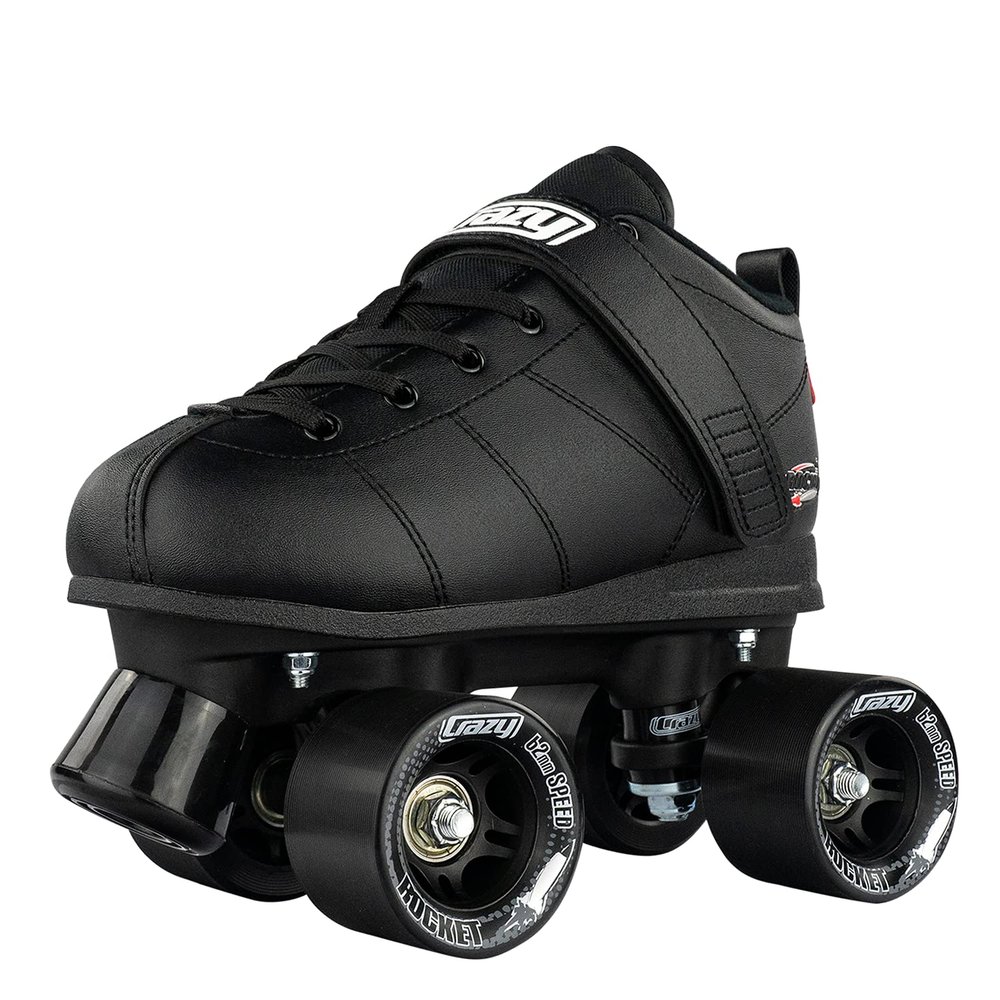 Crazy Skates Rocket Roller Skates - Quad Skates for Men and Women - Black (Size: Mens 11 / Womens 12)