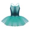 Agoky Kids Girls Sequins Mermaid Gymnastics Leotard Ballet Tutu Dress Princess Party Dance Halloween Costumes Lake_Blue Mermaid Costume 6 view 1