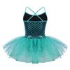 Agoky Kids Girls Sequins Mermaid Gymnastics Leotard Ballet Tutu Dress Princess Party Dance Halloween Costumes Lake_Blue Mermaid Costume 6 view 2