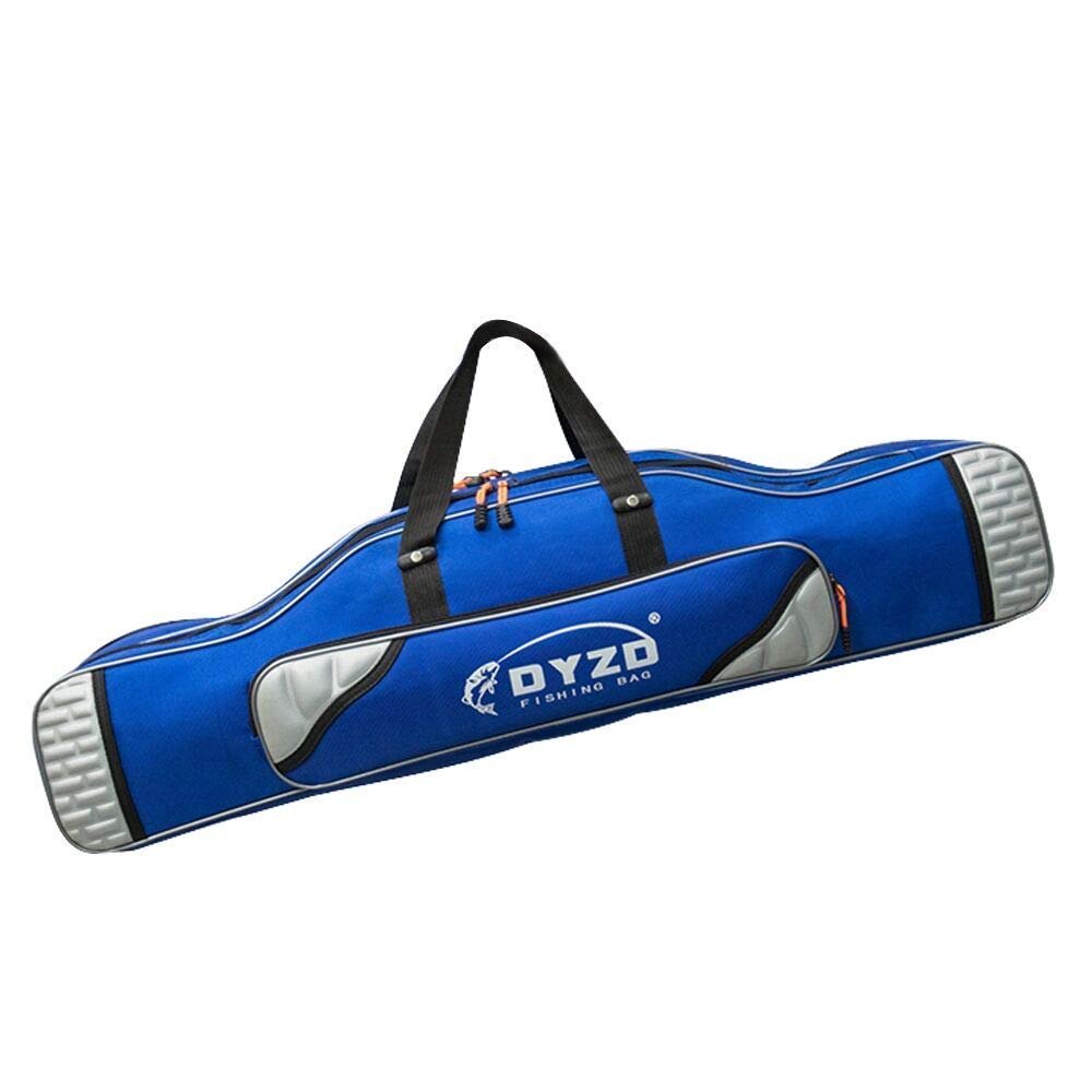 UNISTRENGH Fishing Rod Case Portable Folding Fishing Rod Case Fishing Pole Reel Storage Bag Fishing Gears Organizer 80cm/90cm/100cm/120cm (Blue with Grey, 2 layers/120cm)