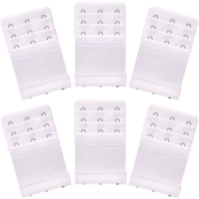 Akstore 6-Piece Women's Soft Comfortable Elastic Bra Extenders - 3 Hook, 3 Row Lady's Bra Extender - White