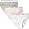 Calvin Klein Girl's 3-Pack Bikini (Little Kids/Big Kids) Crystal Pink/White/Heather Grey MD (7-8 Big Kid) view 1