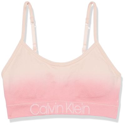 Calvin Klein Kids Girls' Seamless Wirefree Comfort Bralette Bra, Ck Icon Logo Pink, Large