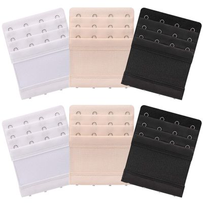 Akstore 6 Pieces Women's Soft Comfortable Elastic Bra Extenders Strap 4 Hook 3 Row Lady's Bra Extender Band (Multicolors)