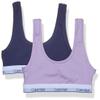 Calvin Klein Kids Girls' Modern Cotton Bralette 2-Pack, Lilac Purple/Symphony Blue, Large