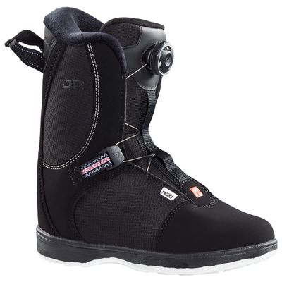 HEAD JR BOA Junior 2-Size Footbed Easy-Entry Lightweight Linerless All-Mountain Snowboard Boots, Black, 205