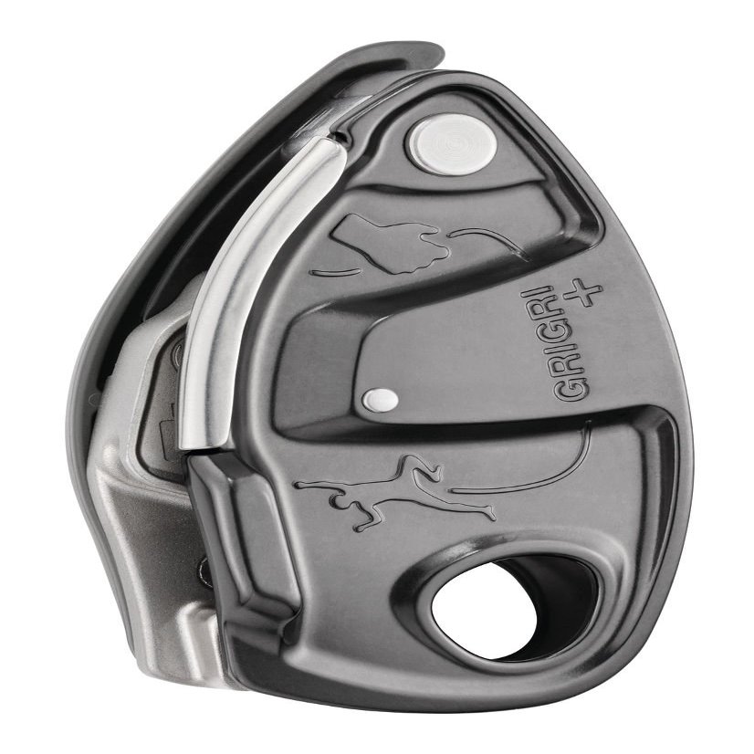 PETZL GRIGRI+ Belay Device with Cam-Assisted Blocking and Anti-Panic Handle, Suitable for Learners and Intensive Use - Grey