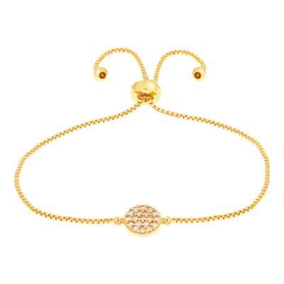 ELEGANT CONFETTI Venice 18k Yellow Gold Plated Cubic Zirconia Bolo Fashion Bracelet