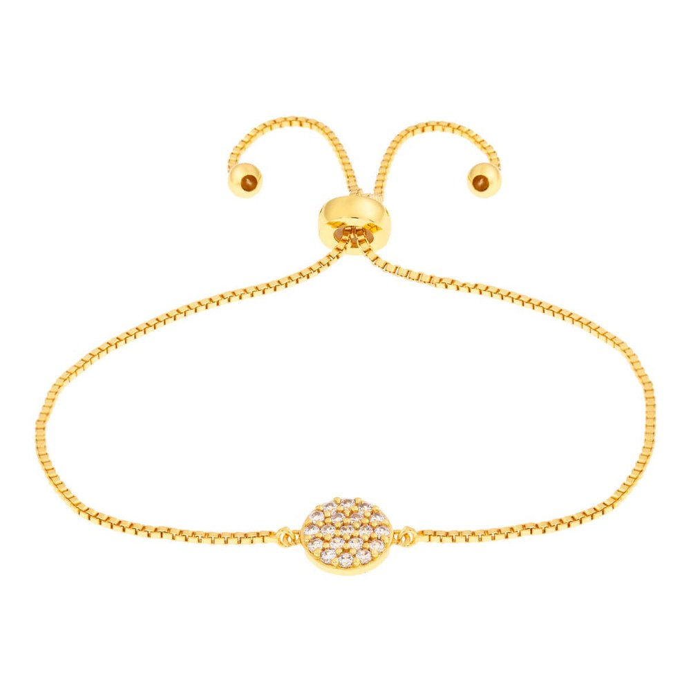 ELEGANT CONFETTI Venice 18k Yellow Gold Plated Cubic Zirconia Bolo Fashion Bracelet