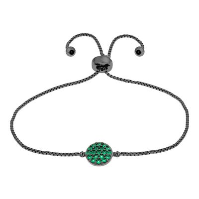 ELEGANT CONFETTI Venice 18k Black Gold Plated Cubic Zirconia Green Bolo Fashion Bracelet