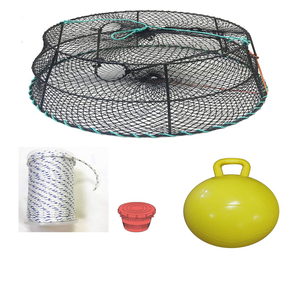 KUFA Sports (CT78+PAM5 Vinyl Coated Tower Style Prawn Trap (30"x20"x12"H, Mesh:1-1/8") with Prawn Trap Accessory Combo (1)