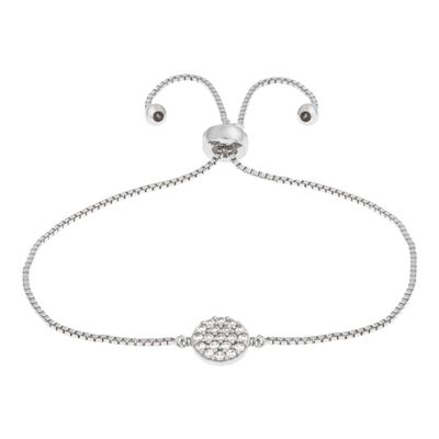 ELEGANT CONFETTI Venice 18k White Gold Plated Cubic Zirconia Bolo Fashion Bracelet