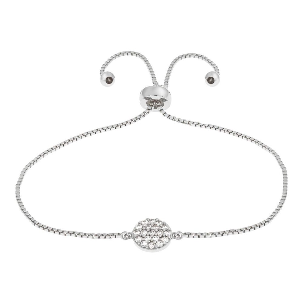 ELEGANT CONFETTI Venice 18k White Gold Plated Cubic Zirconia Bolo Fashion Bracelet