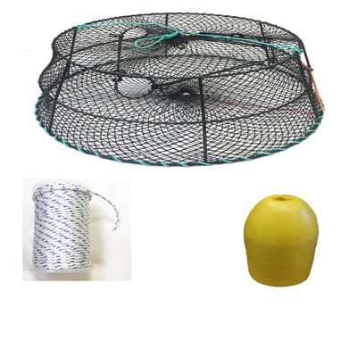 KUFA Sports (CT78+FYM403 Vinyl Coated Tower Style Prawn Trap (30"x20"x12"H, Mesh:1-1/8") with Prawn Trap Accessory Combo (1)
