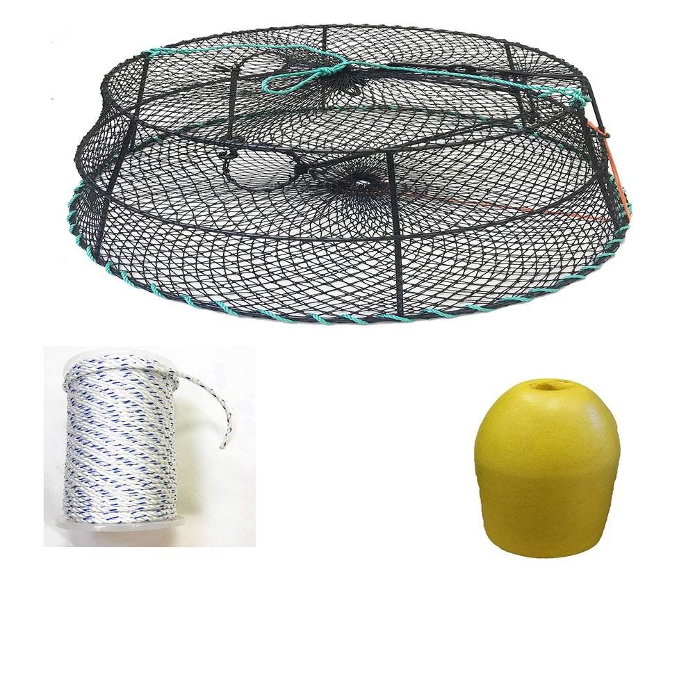 KUFA Sports (CT78+FYM403 Vinyl Coated Tower Style Prawn Trap (30"x20"x12"H, Mesh:1-1/8") with Prawn Trap Accessory Combo (1)